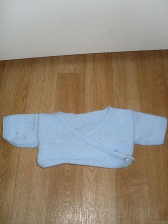 blauw gebreid vest 43-46 cm