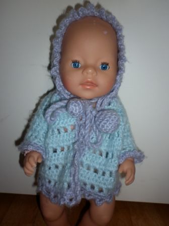 blauw/lila gebreid vest 43 cm