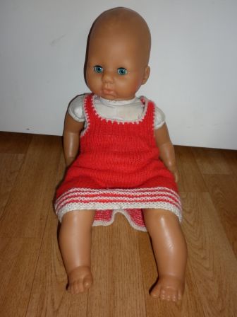 rood gebreid jurkje 46-48 cm