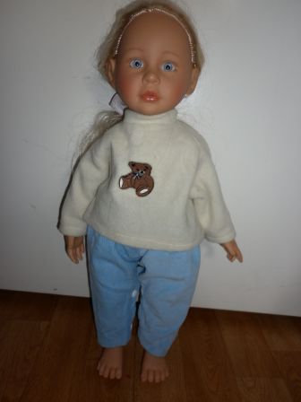 blauwe broek en trui met beer 50 cm