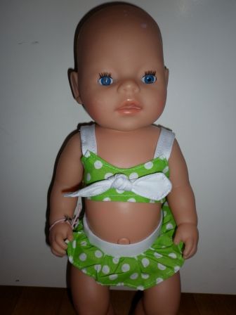 bikini groen/wit gestipt 40-43 cm