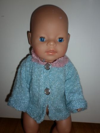 lichtblauw/zalm jasje 43 cm