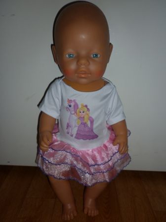 jurk met eenhoorn en prinses 40-43 cm