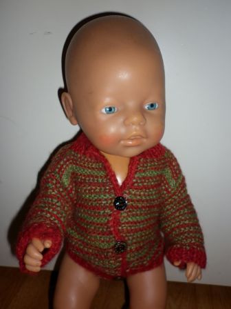 rood/groen gestreept vest 40-43 cm