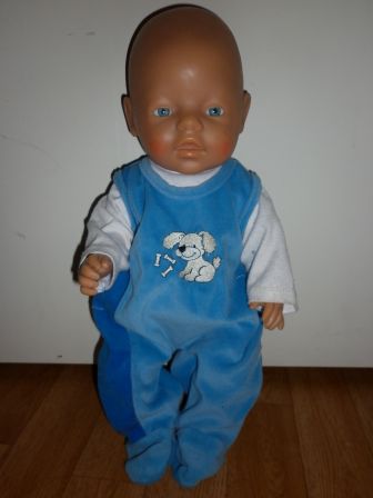 blauw boxpak met hondje 43-46 cm