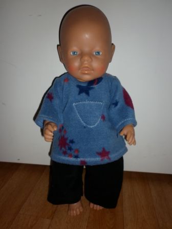 blauwe trui met sterren en broek 43 cm