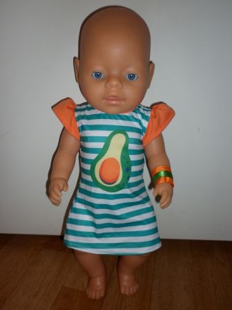 gestreept jurkje met armbandje 43 cm