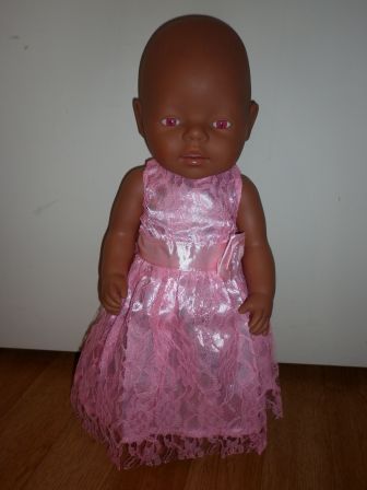 lichtroze feestjurk met roos 43 cm