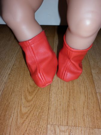 rode 'leren' slofjes 6 cm