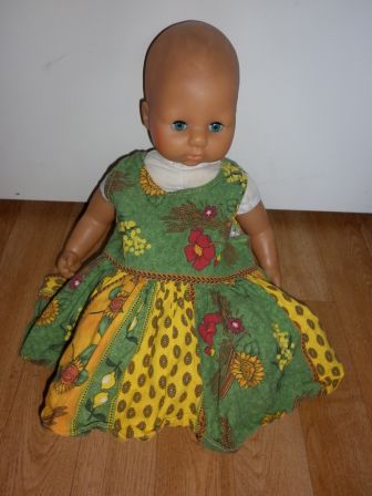 groen/geel jurkje met bloemen 46-56 cm