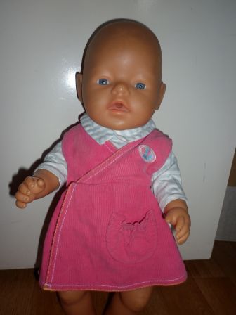 roze jurk met gestreept shirt 43 cm