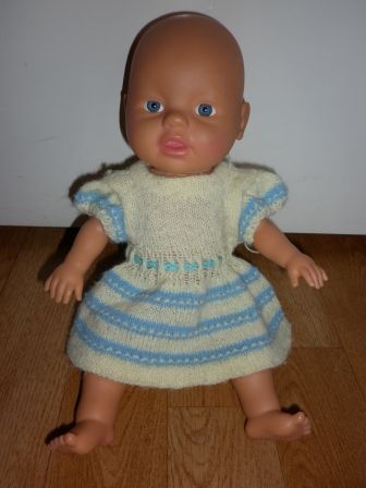 creme/blauw jurkje 32 cm