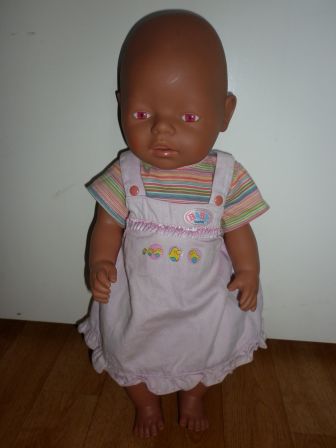 gestreept pakje met overgooier 43 cm