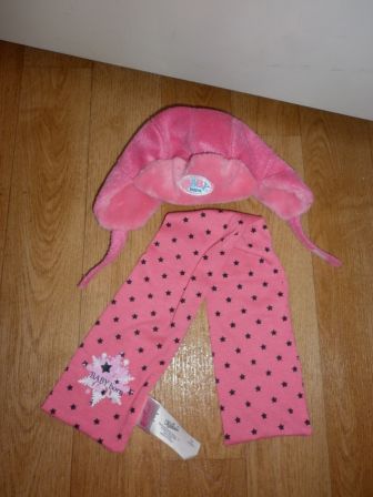 roze muts met sjaal 43 cm