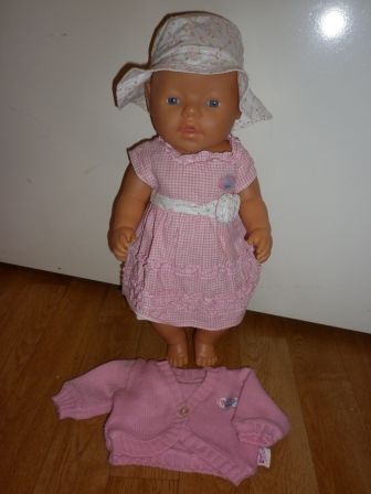 geruite jurk met hoed en vestje 43 cm