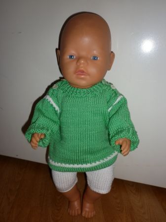 groen/wit gehaakte set 43-46 cm