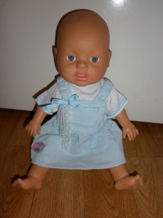 blauw/wit jurkje 32 cm