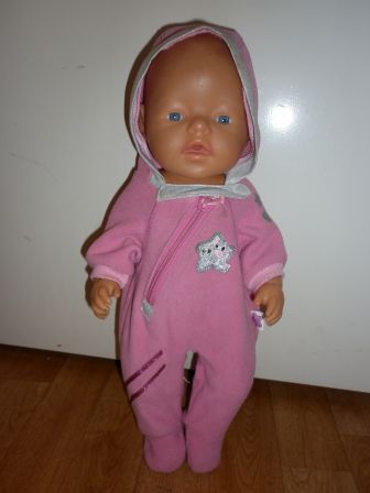 roze winterpak met ster 43 cm