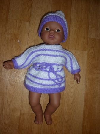 paars/witte gehaakte set 32 cm