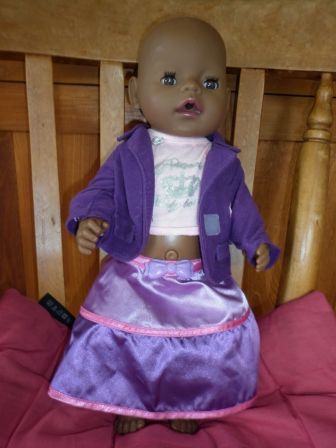 paars/roze set met rok 43 cm