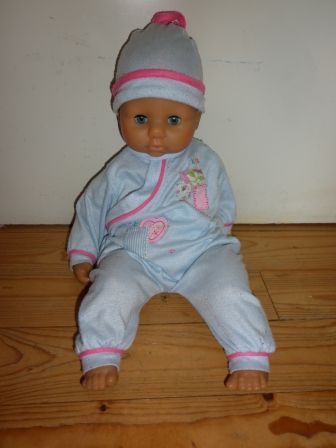 lichtblauw boxpak met print, 46 cm