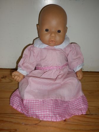 roze/ruitjes jurkje 36 cm