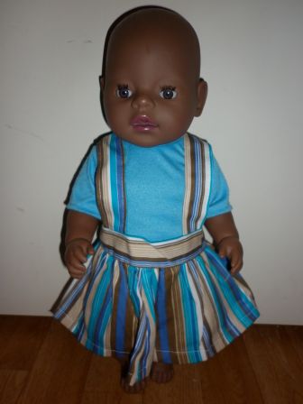 blauw shirt met geruite overgooier 43 cm