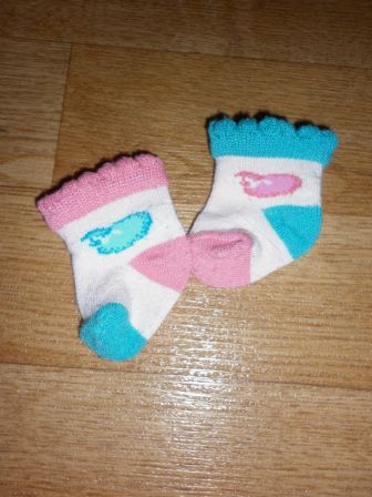 sokjes roze/blauw/wit 6 cm