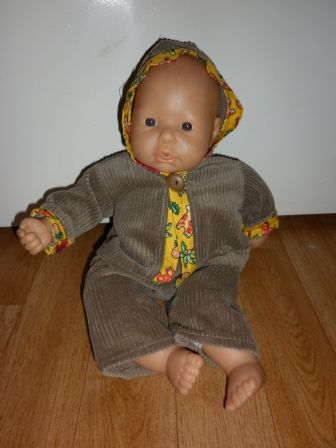 bruin ribcord setje 32-36 cm