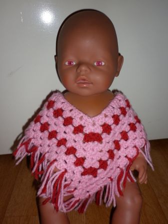 poncho in lichtroze/rood 40-46 cm