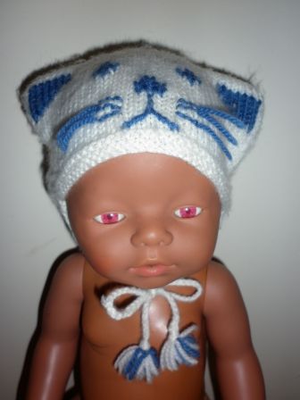 gebreid poezenmutsje 40-48 cm