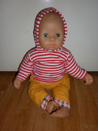 gele broek met streepshirt 46/48 cm