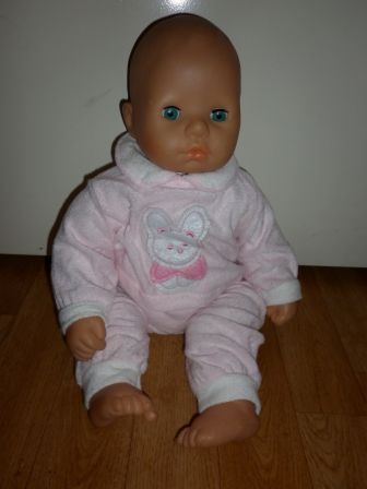 roze boxpak met konijn 46-48 cm