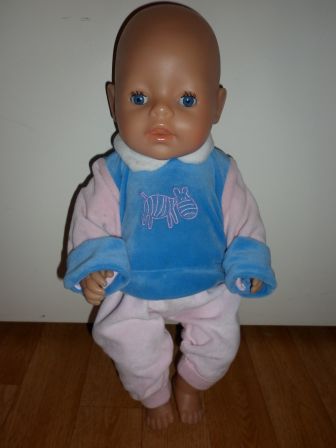 roze broek met trui 43-46 cm