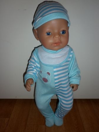 blauw boxpak met mutsje 40-43 cm