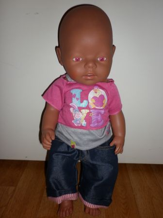 shirtje 'love' met spijkerbroek 43 cm