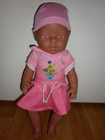 jurkje met muts en sjaaltje 43 cm