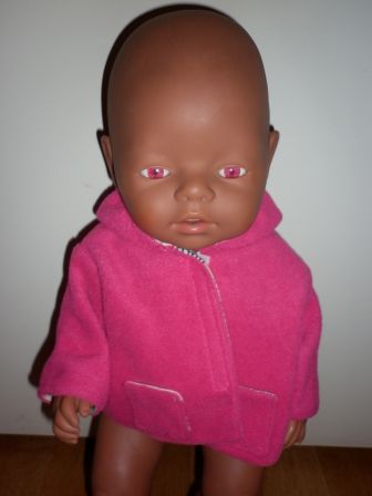 donkerroze jas 43 cm