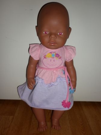 roze/paars jurkje 43 cm