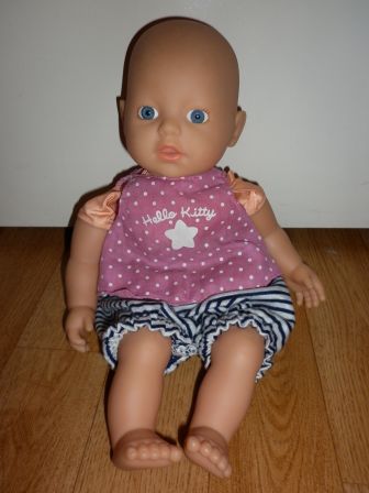 roze/stip shirtje met korte broek 32 cm