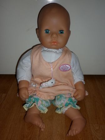 wit/oranje geruit tuniekje met broek 46 cm