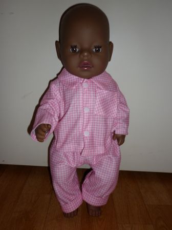 roze geruite pyjama 43 cm