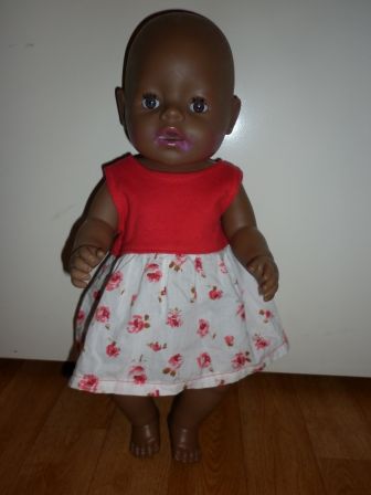 rood/wit/bloemen jurkje 43 cm