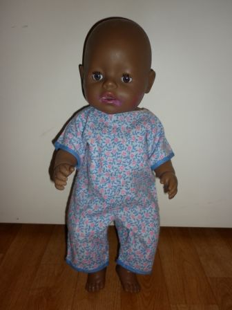 blauw/bloem zomerpakje 43 cm