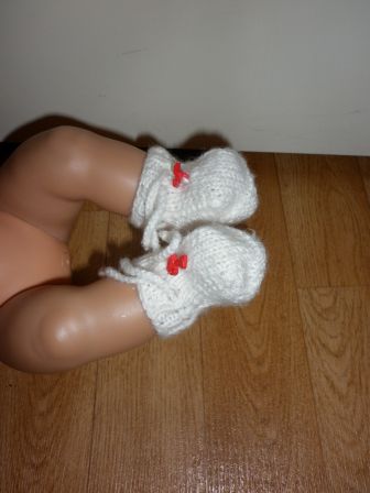 witte gebreide slofjes 6-7 cm