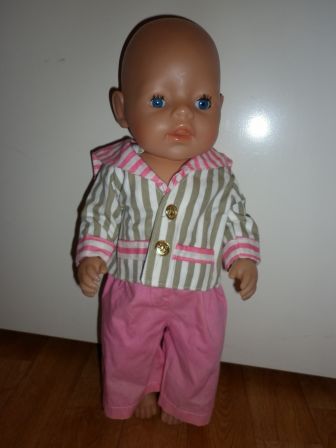 gestreept overhemd met roze broek 43 cm