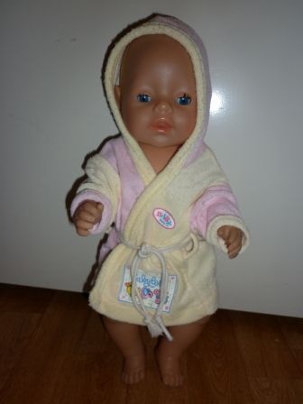 geel/roze badjasje 43 cm