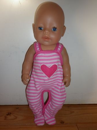 roze gestreept boxpak met hartje 43 cm