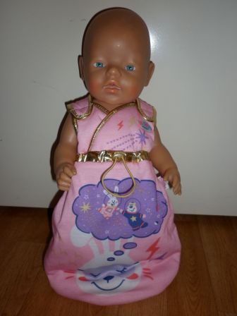 roze met gouden slaapzak 43 cm