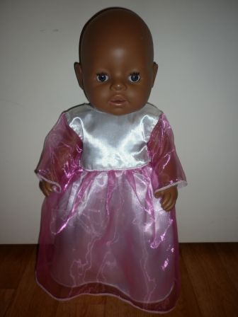 roze met witte prinsessenjurk 43 cm